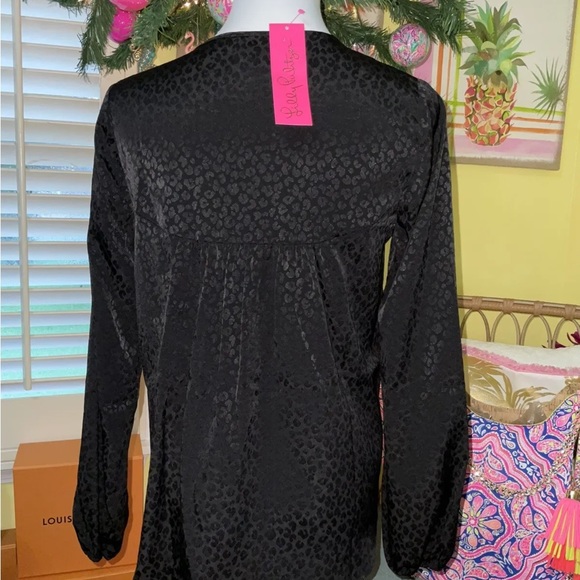 Lilly Pulitzer NWT Hensley Leopard Jacquard Top Onyx $128 Size XXS - Picture 8 of 11